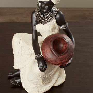 Gamslo African Black/White Woman Figurine